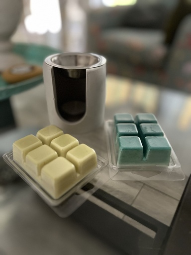 Calm Essence Σετ - Χειροποίητος Αρωματιστής χώρου/Wax Melter από λευκή πορσελάνη & Wax Melts (2 τμχ)